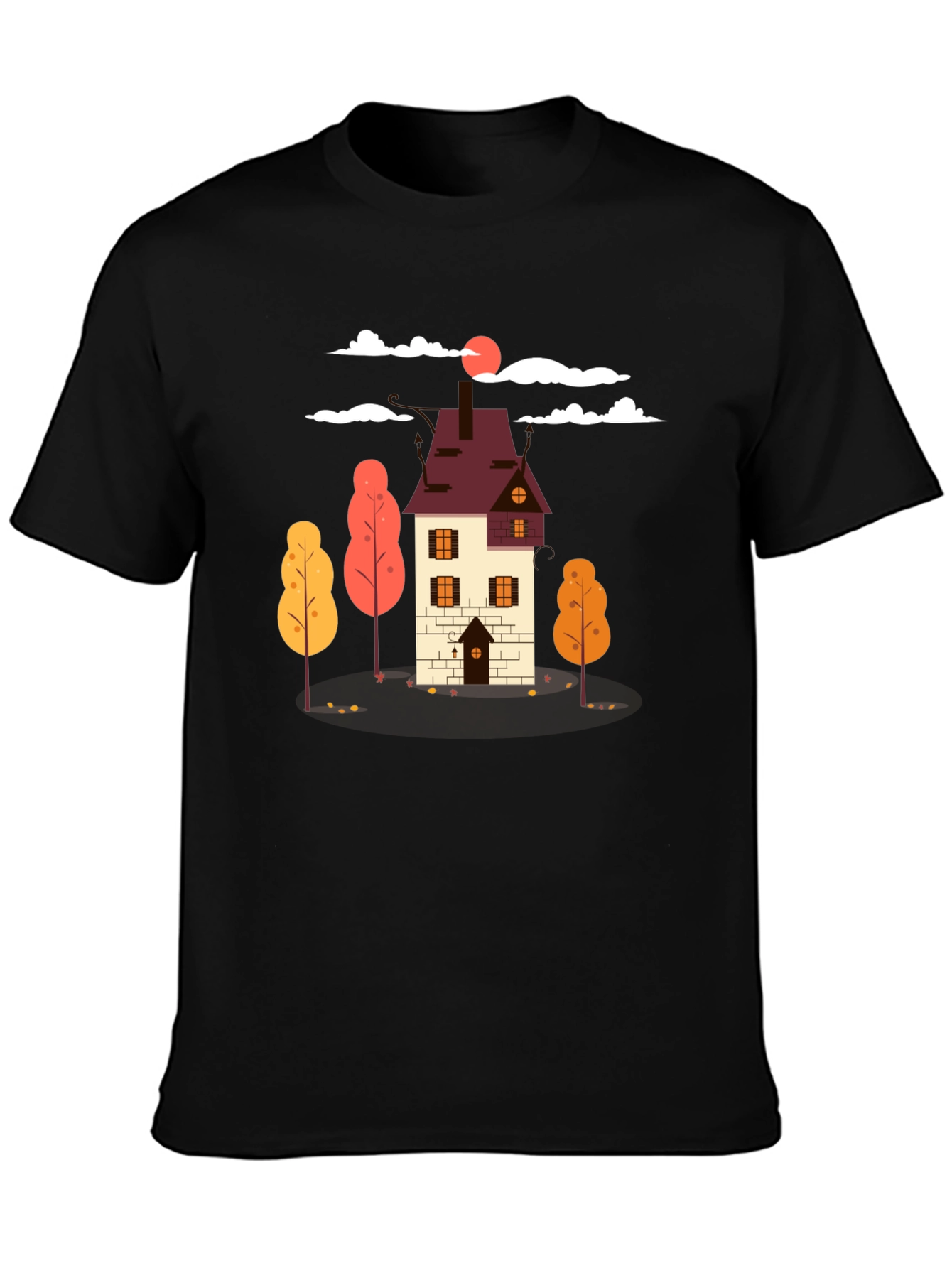 Autumn House Graphic Tee - Stylish Fall Design