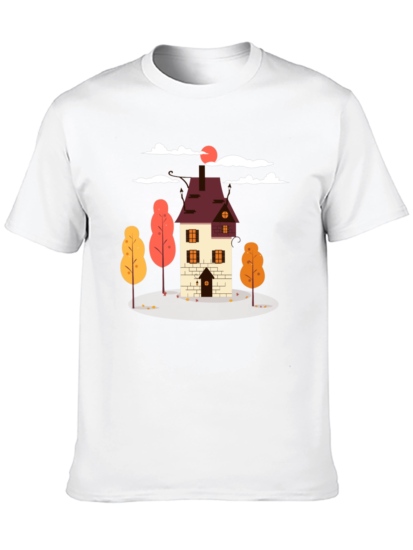Autumn House Graphic Tee - Stylish Fall Design