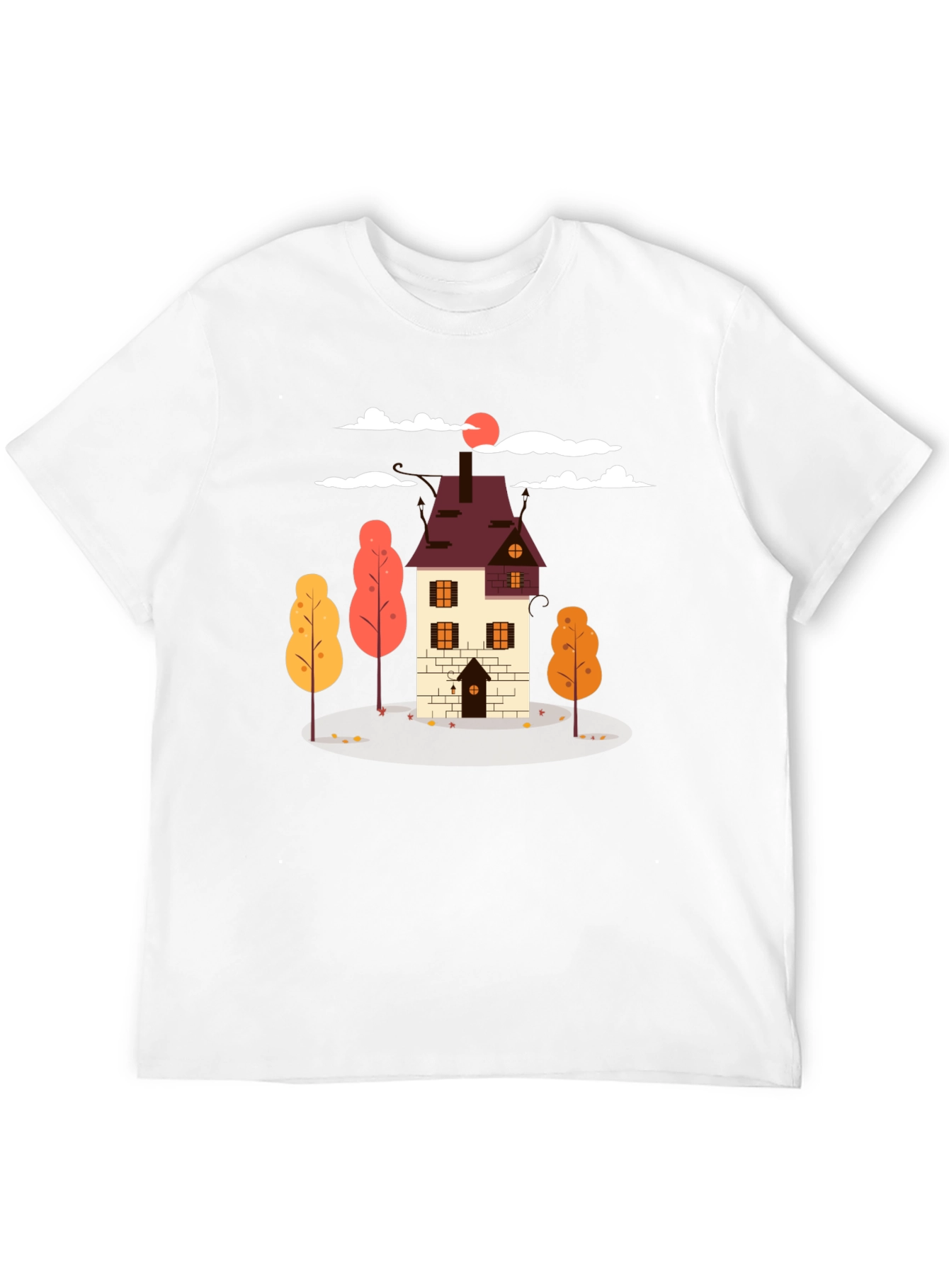 Autumn House Graphic Tee - Stylish Fall Design