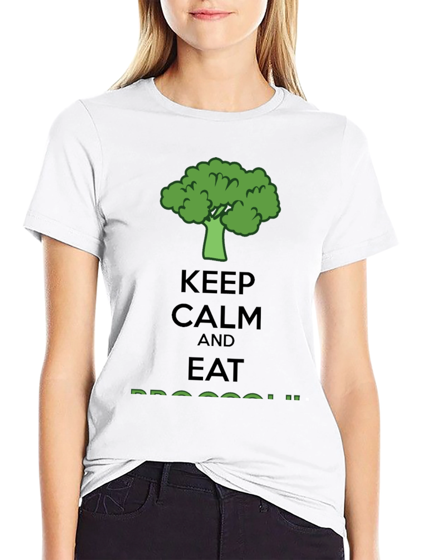 Keep Calm Eat Broccoli T-Shirt - Funny Vegan Tee