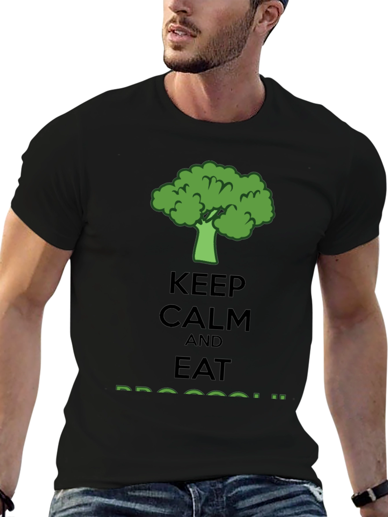 Keep Calm Eat Broccoli T-Shirt - Funny Vegan Tee
