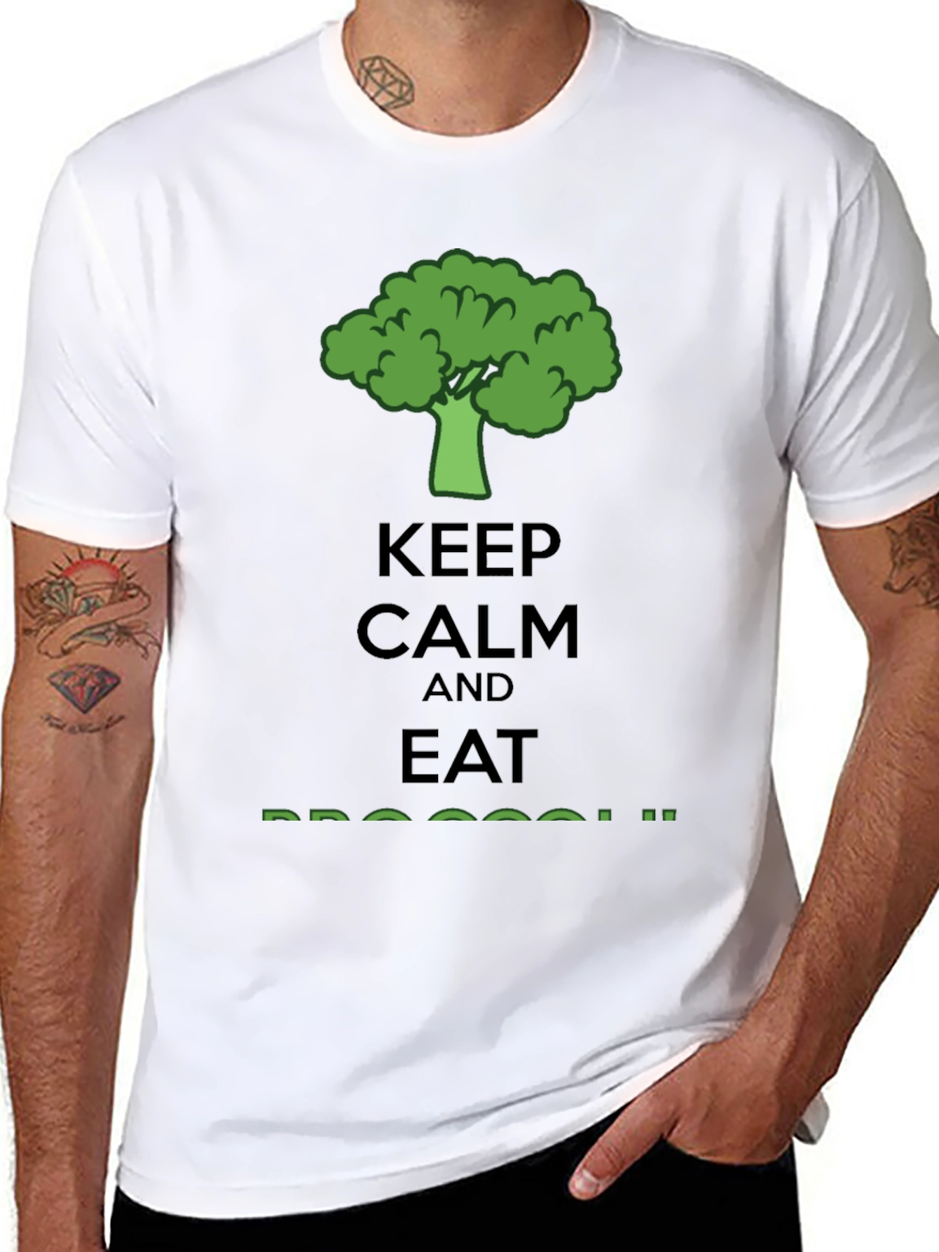 Keep Calm Eat Broccoli T-Shirt - Funny Vegan Tee