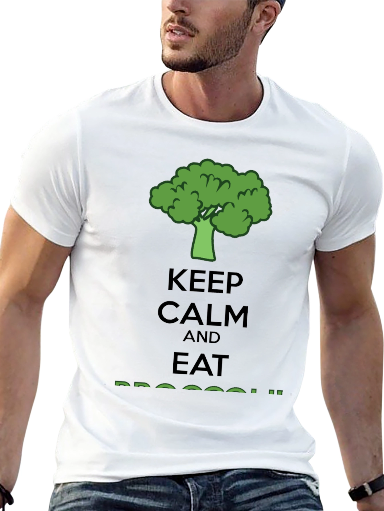 Keep Calm Eat Broccoli T-Shirt - Funny Vegan Tee