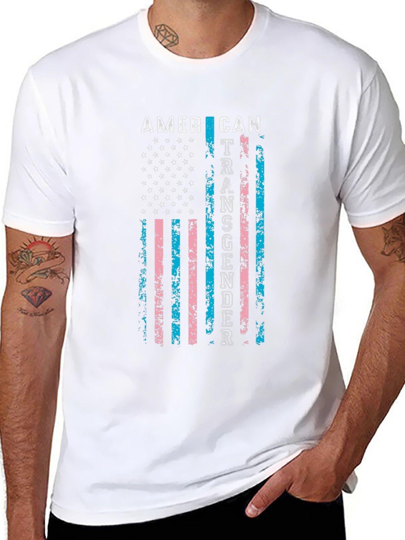 American Transgender Flag Black T-Shirt