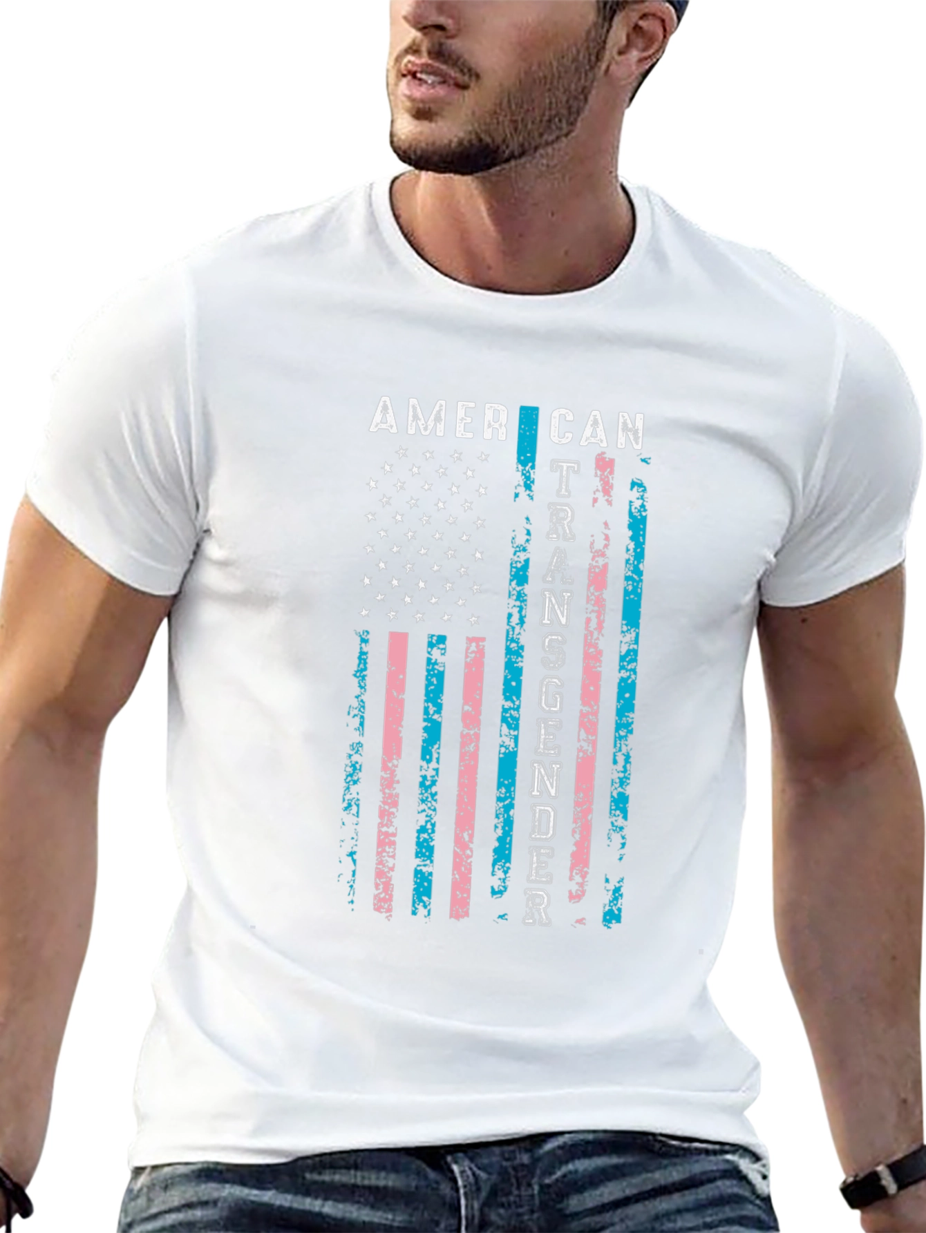 American Transgender Flag Black T-Shirt