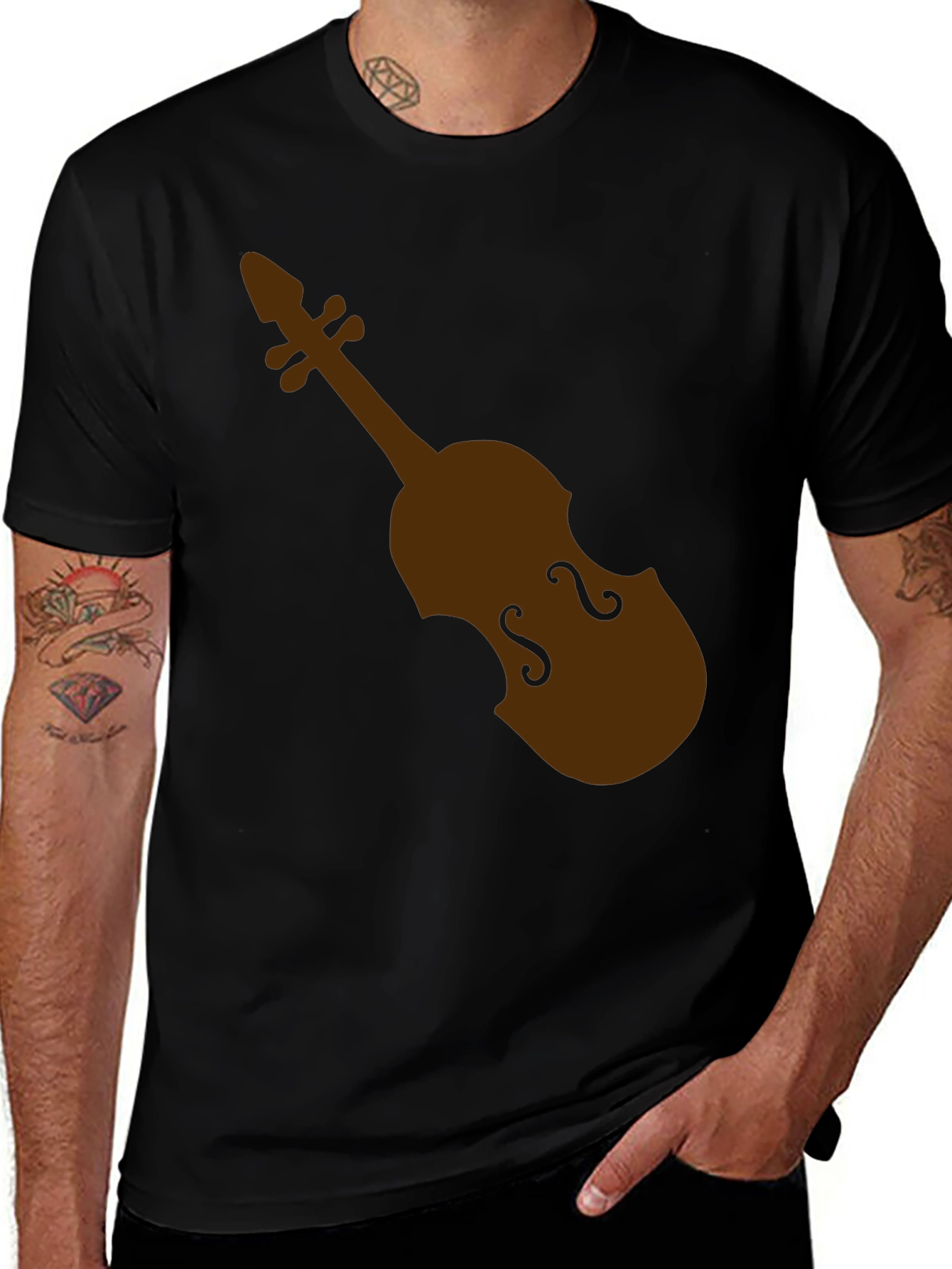 Violin Graphic Black T-Shirt