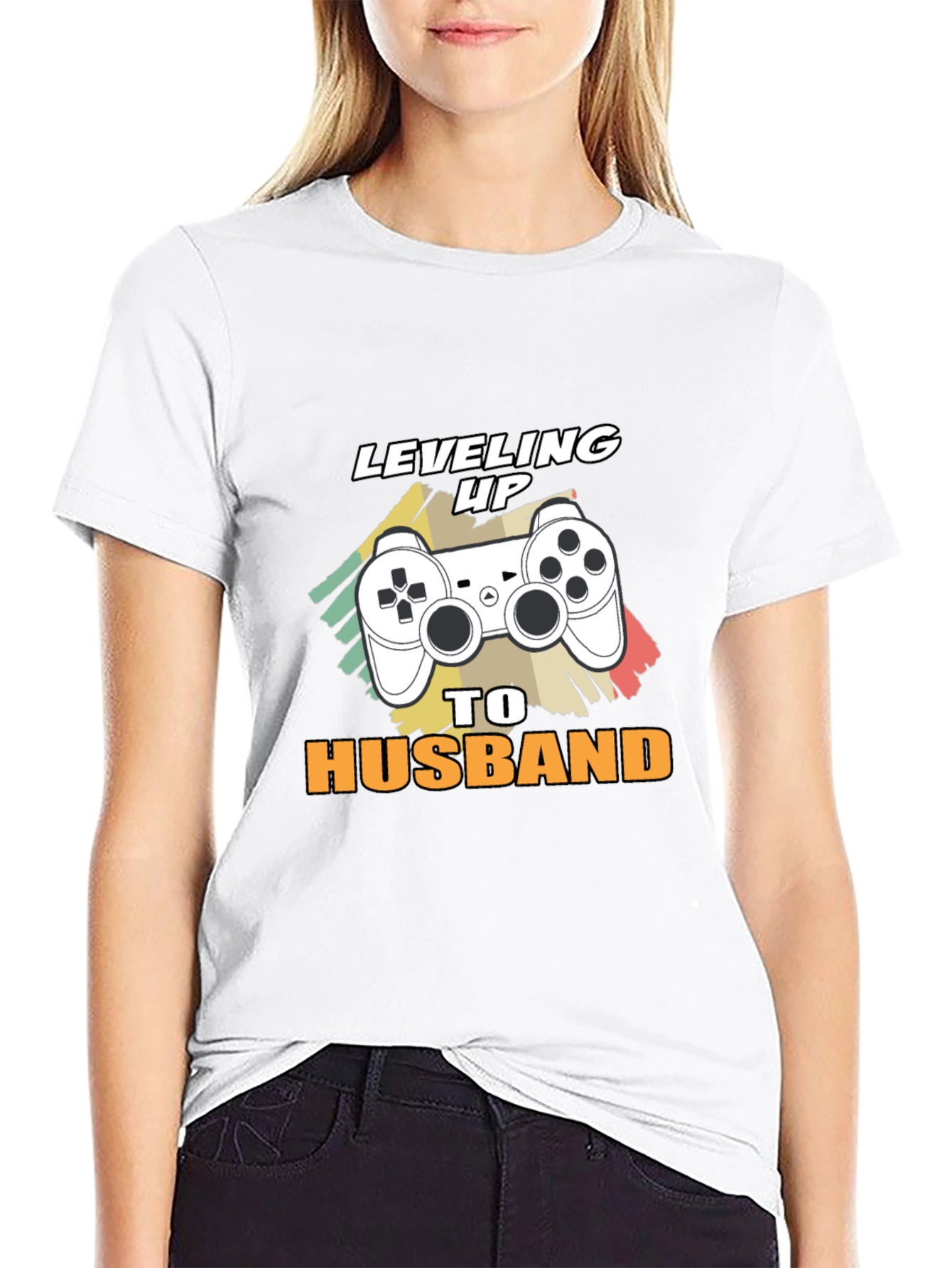 Leveling Up to Husband Gamer T-Shirt - Black