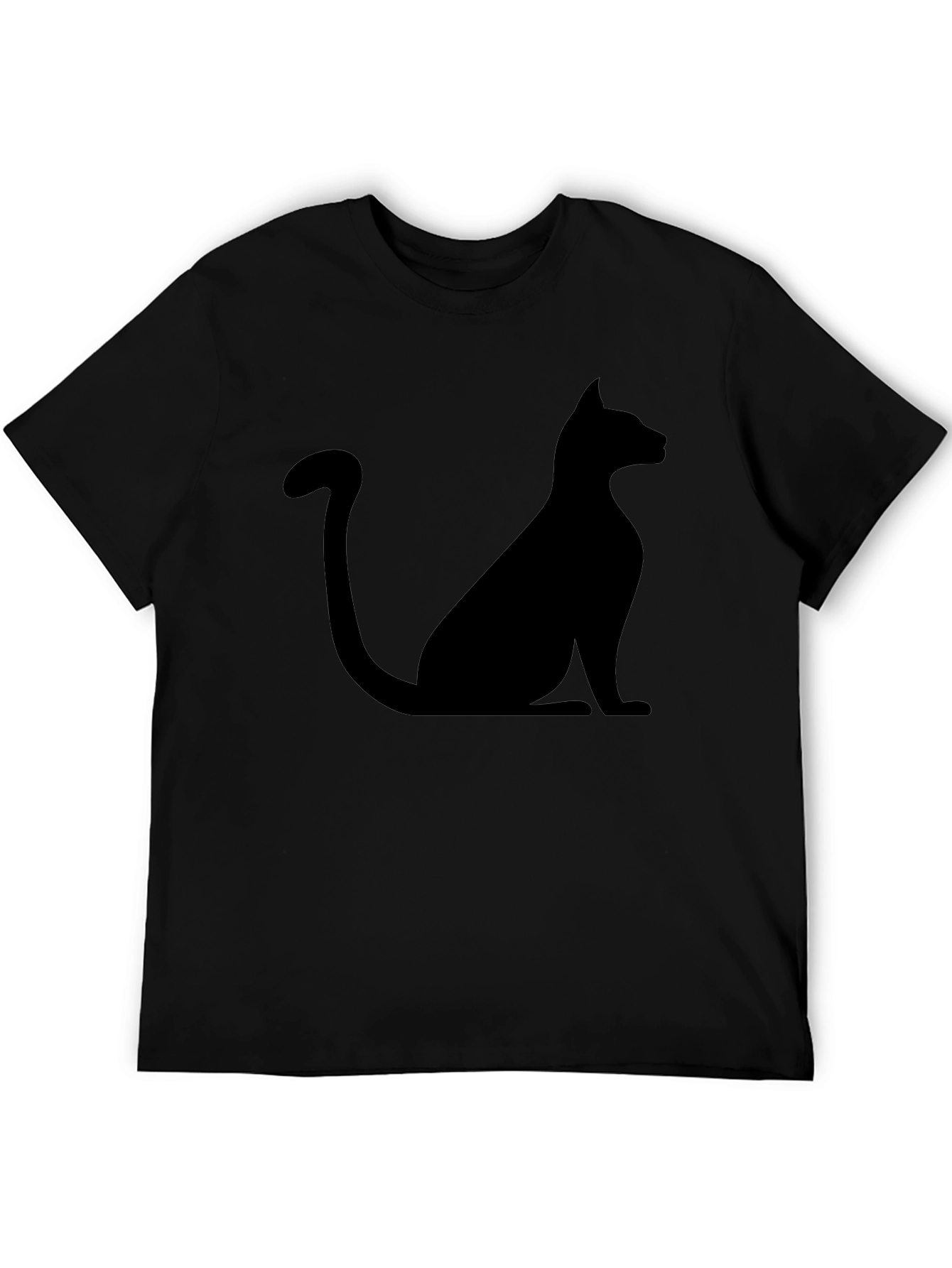 Mens Black Cat Silhouette Graphic T-Shirt