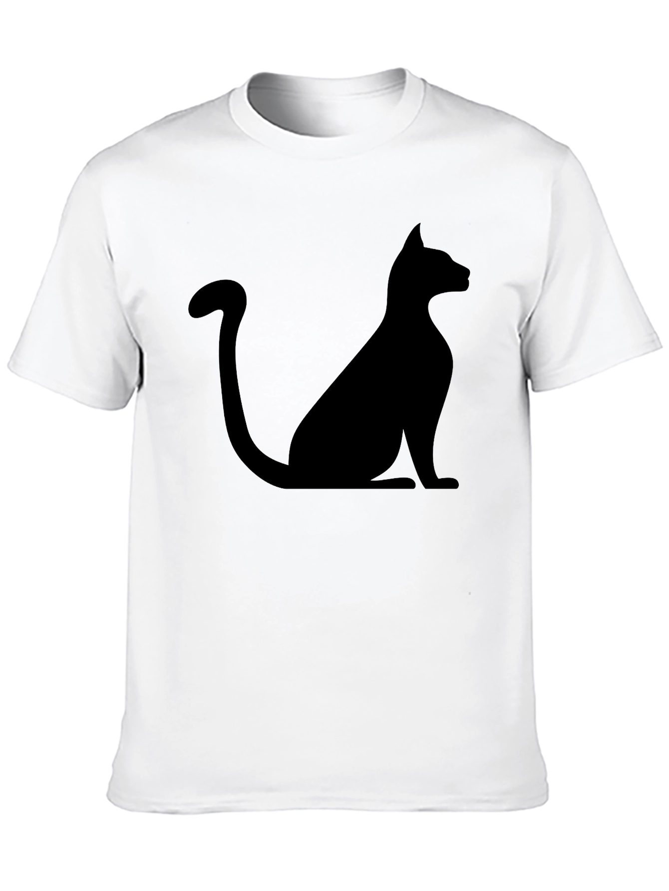 Mens Black Cat Silhouette Graphic T-Shirt