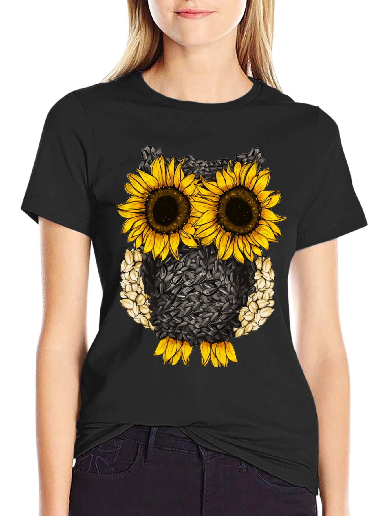 Sunflower Owl T-Shirt - Unique Graphic Tee