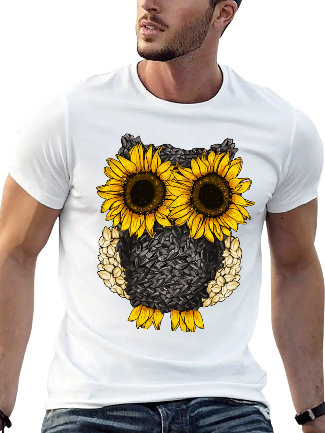 Sunflower Owl T-Shirt - Unique Graphic Tee