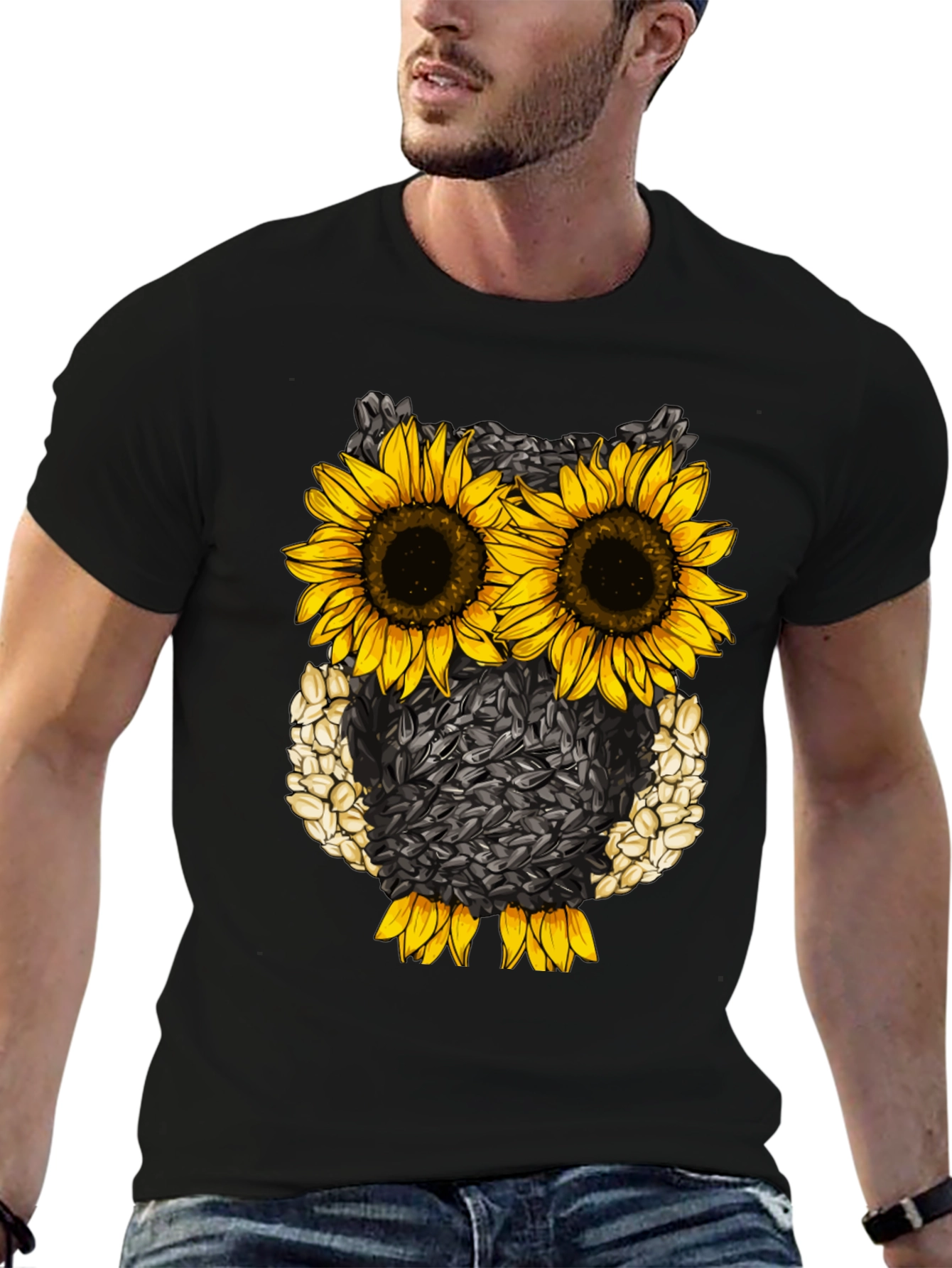 Sunflower Owl T-Shirt - Unique Graphic Tee