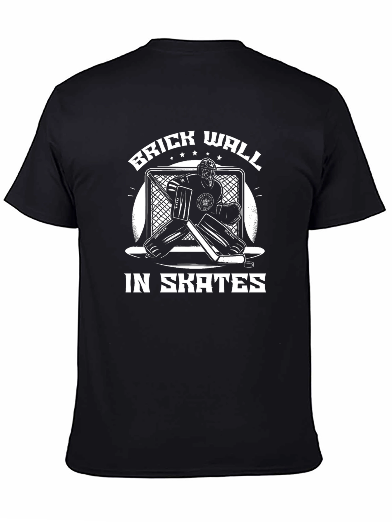Brick Wall in Skates Hockey T-Shirt - Black