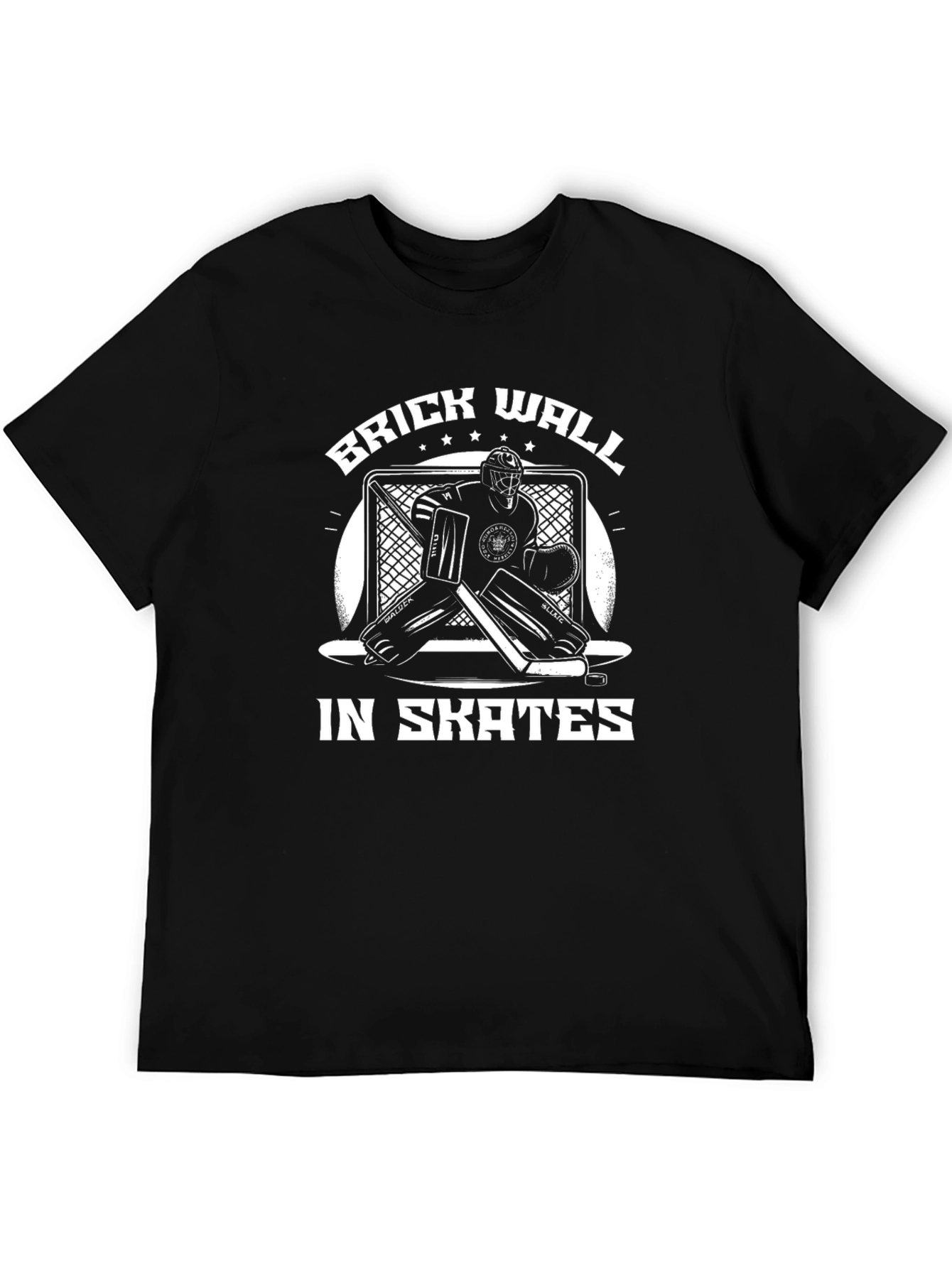 Brick Wall in Skates Hockey T-Shirt - Black