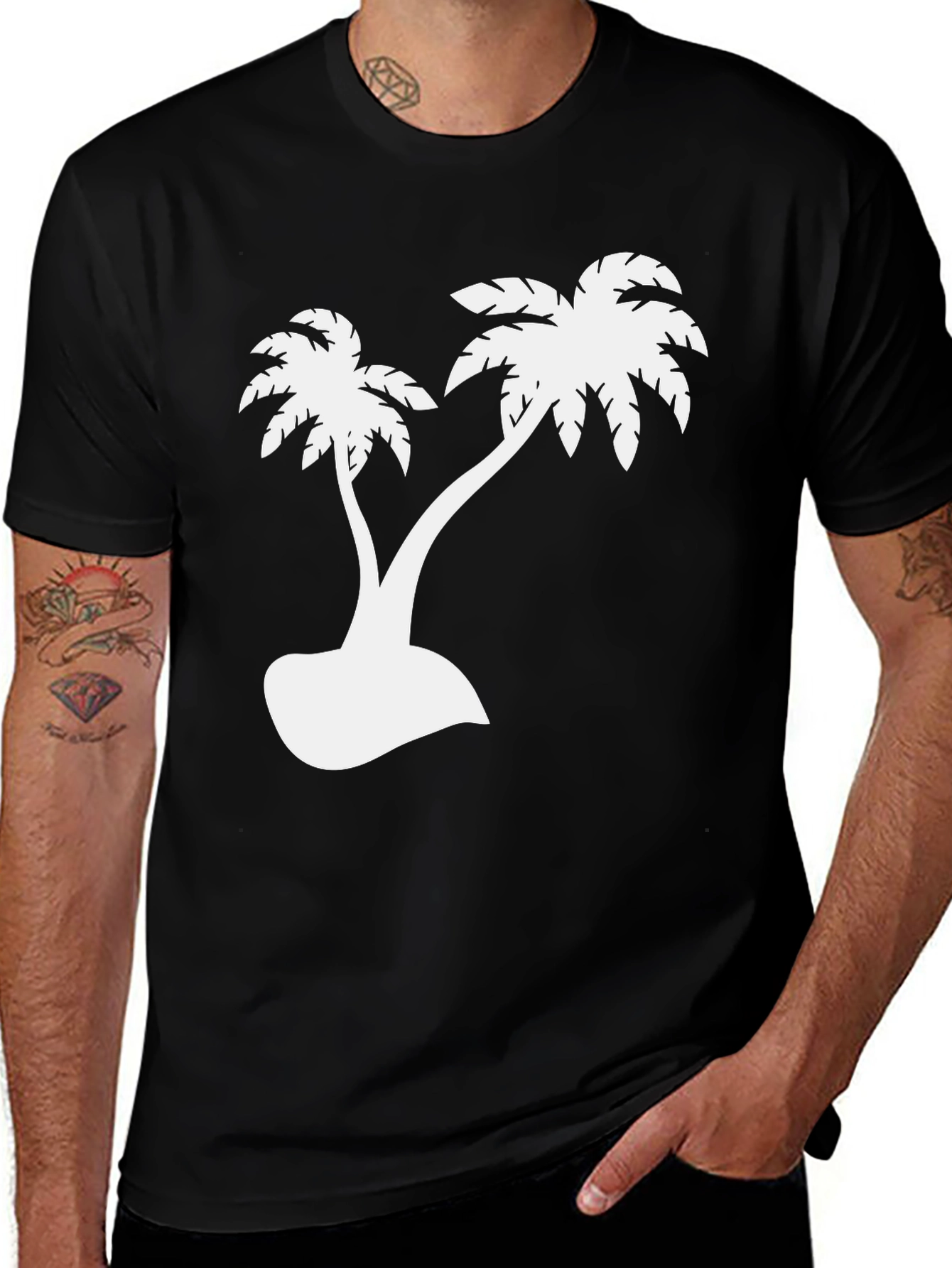 Palm Tree Graphic Tee - Black Tropical Vibes