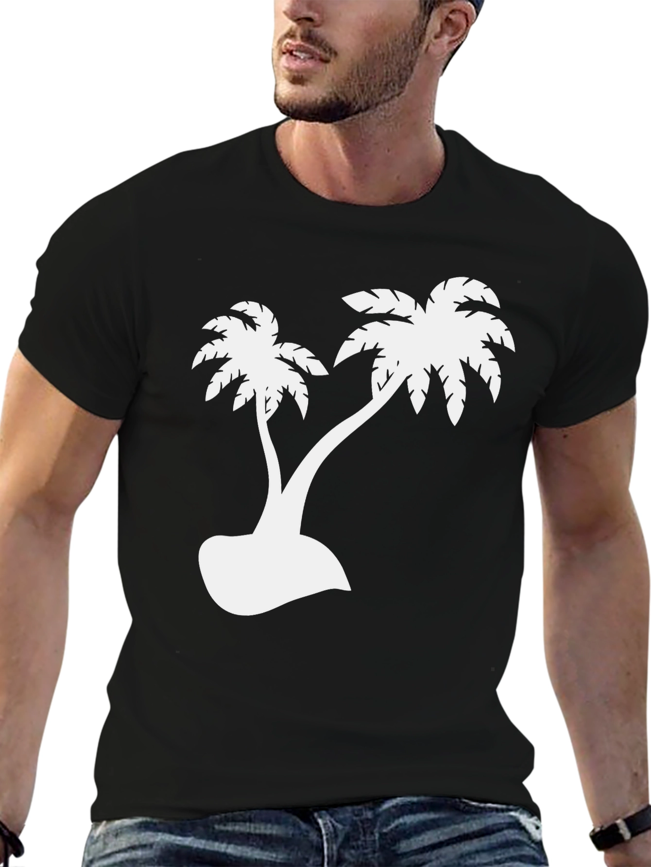 Palm Tree Graphic Tee - Black Tropical Vibes