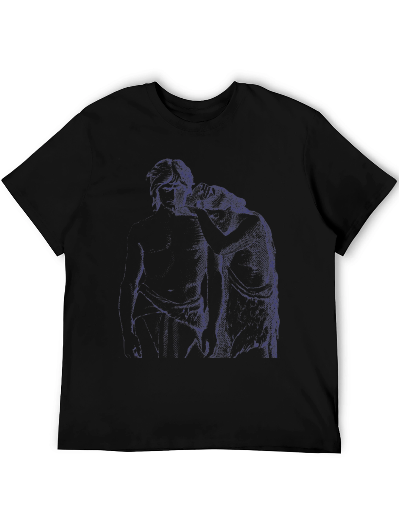 Modern Graphic Tee - Artistic Blue Sketch