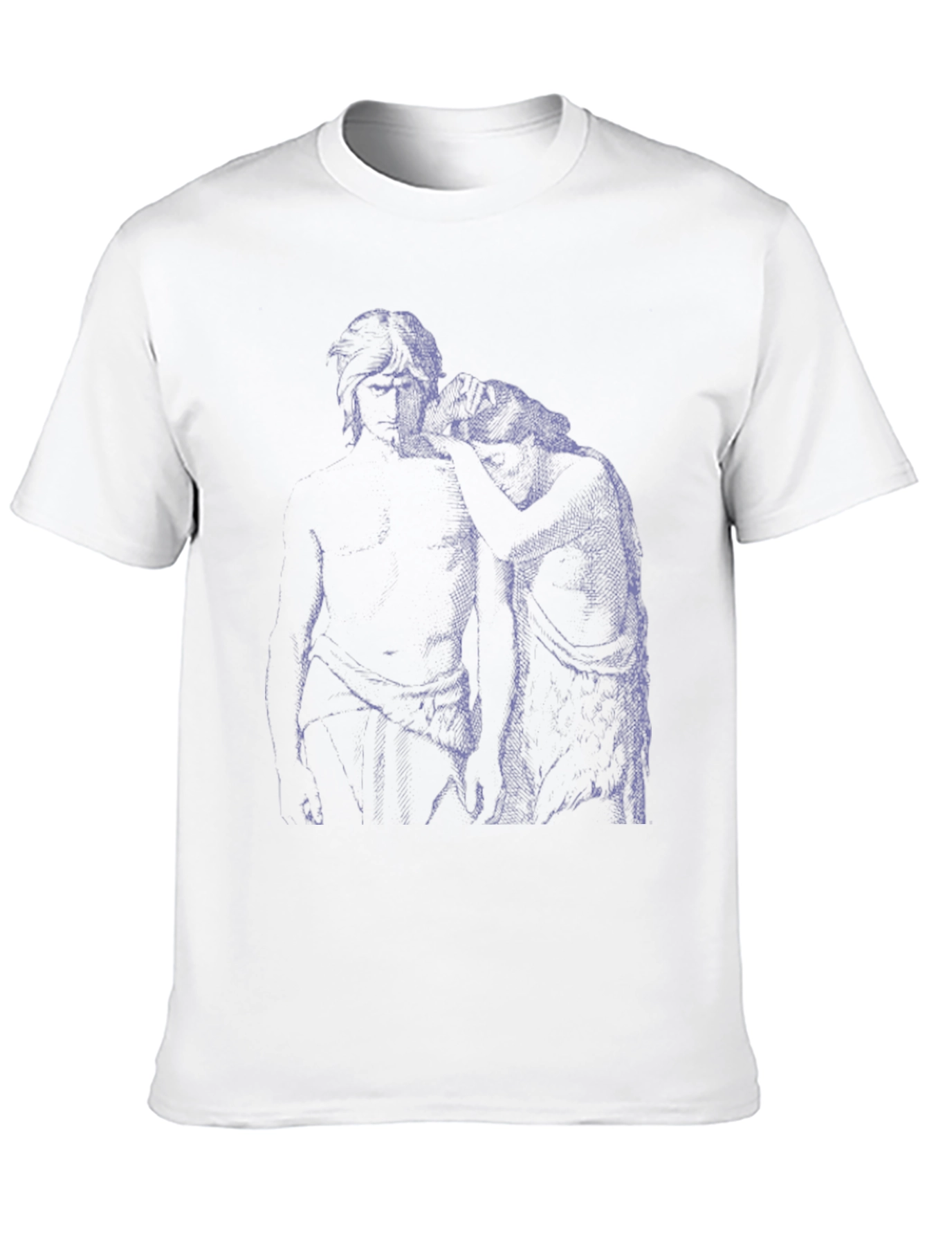 Modern Graphic Tee - Artistic Blue Sketch