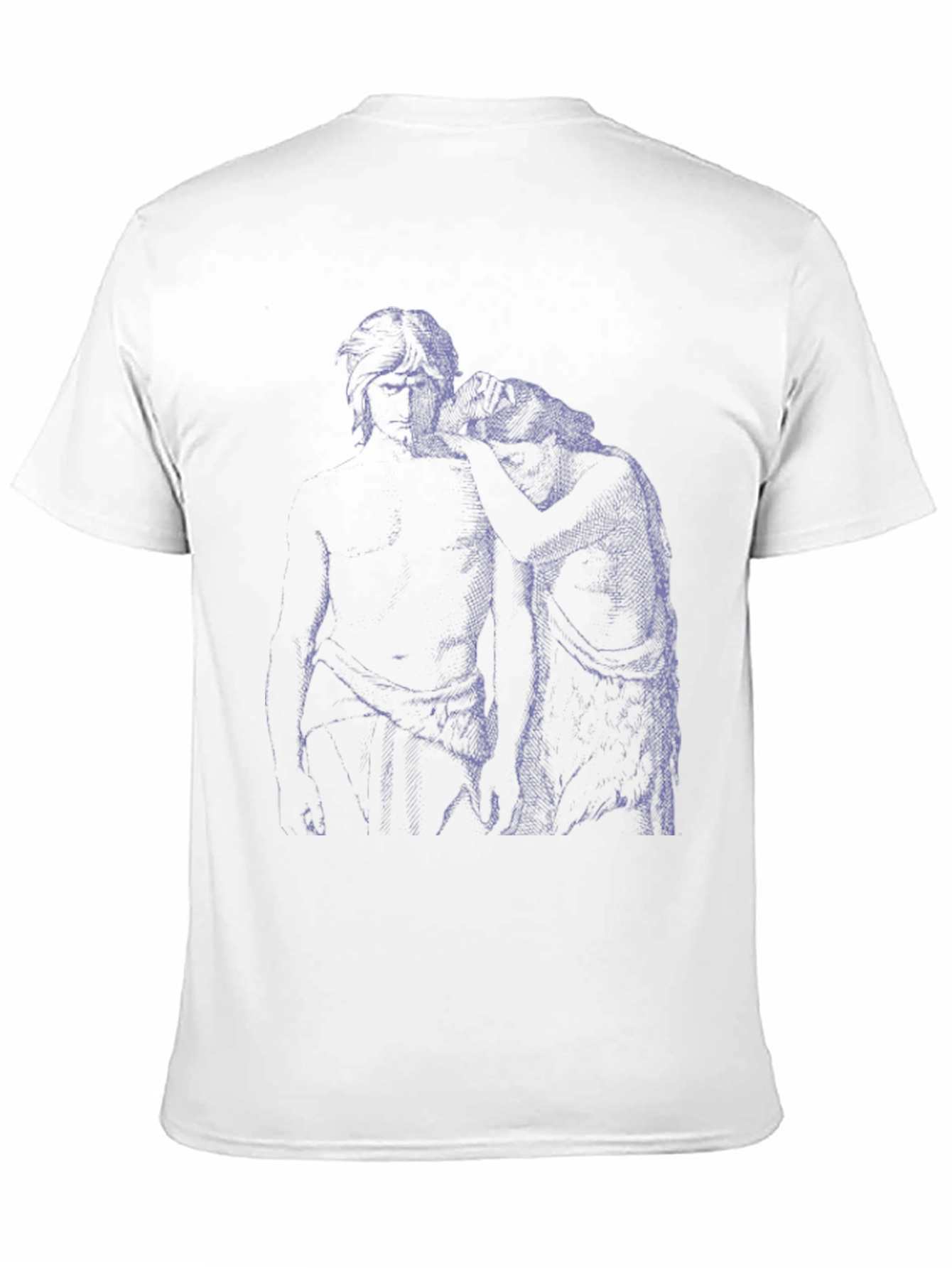 Modern Graphic Tee - Artistic Blue Sketch