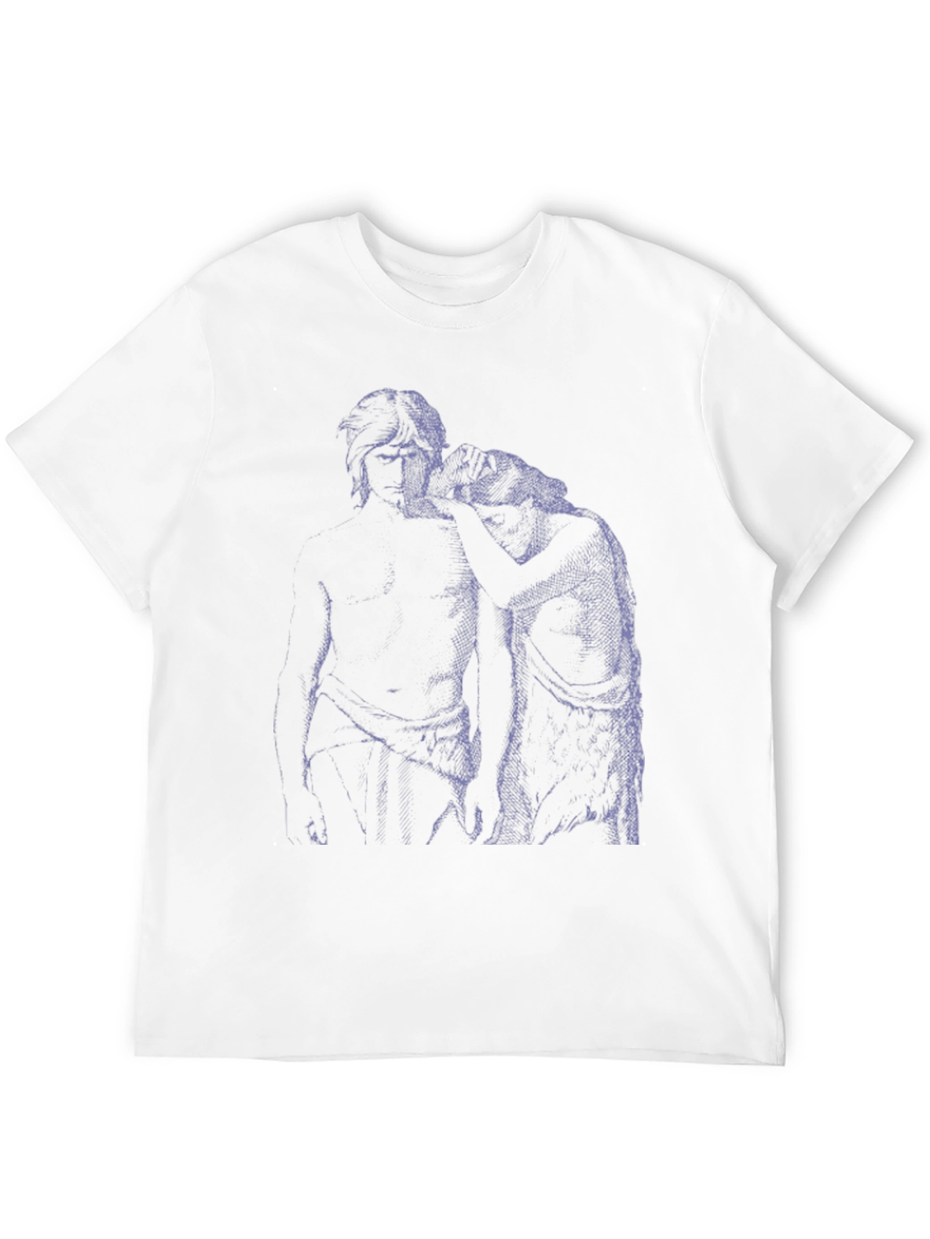 Modern Graphic Tee - Artistic Blue Sketch