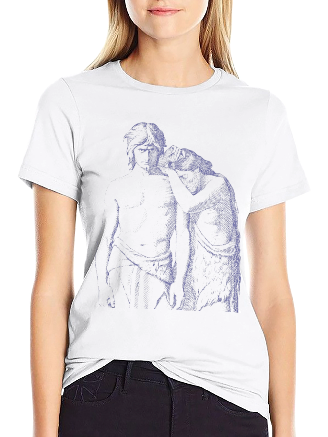 Modern Graphic Tee - Artistic Blue Sketch