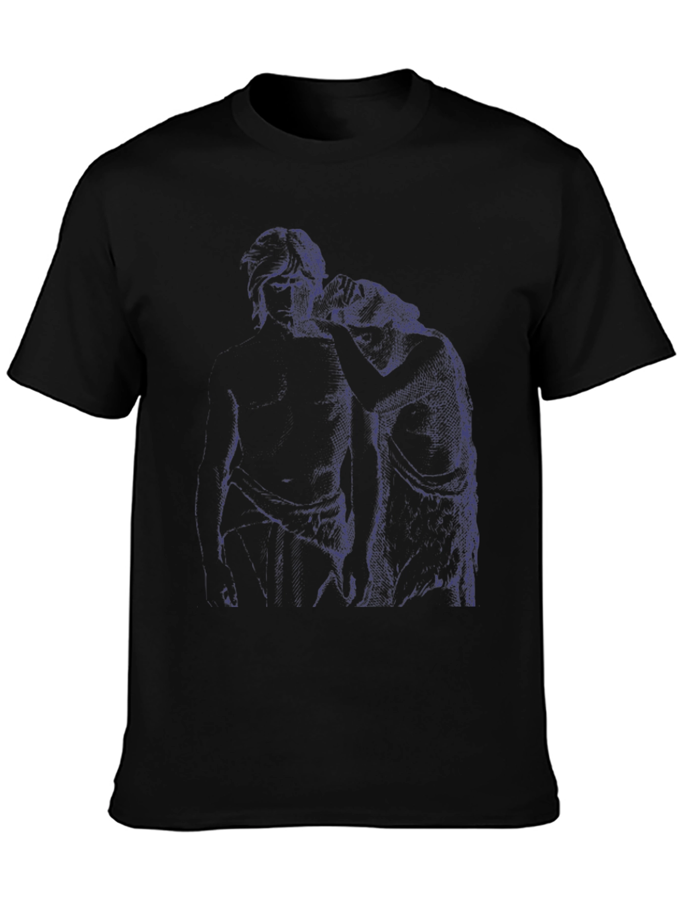 Modern Graphic Tee - Artistic Blue Sketch