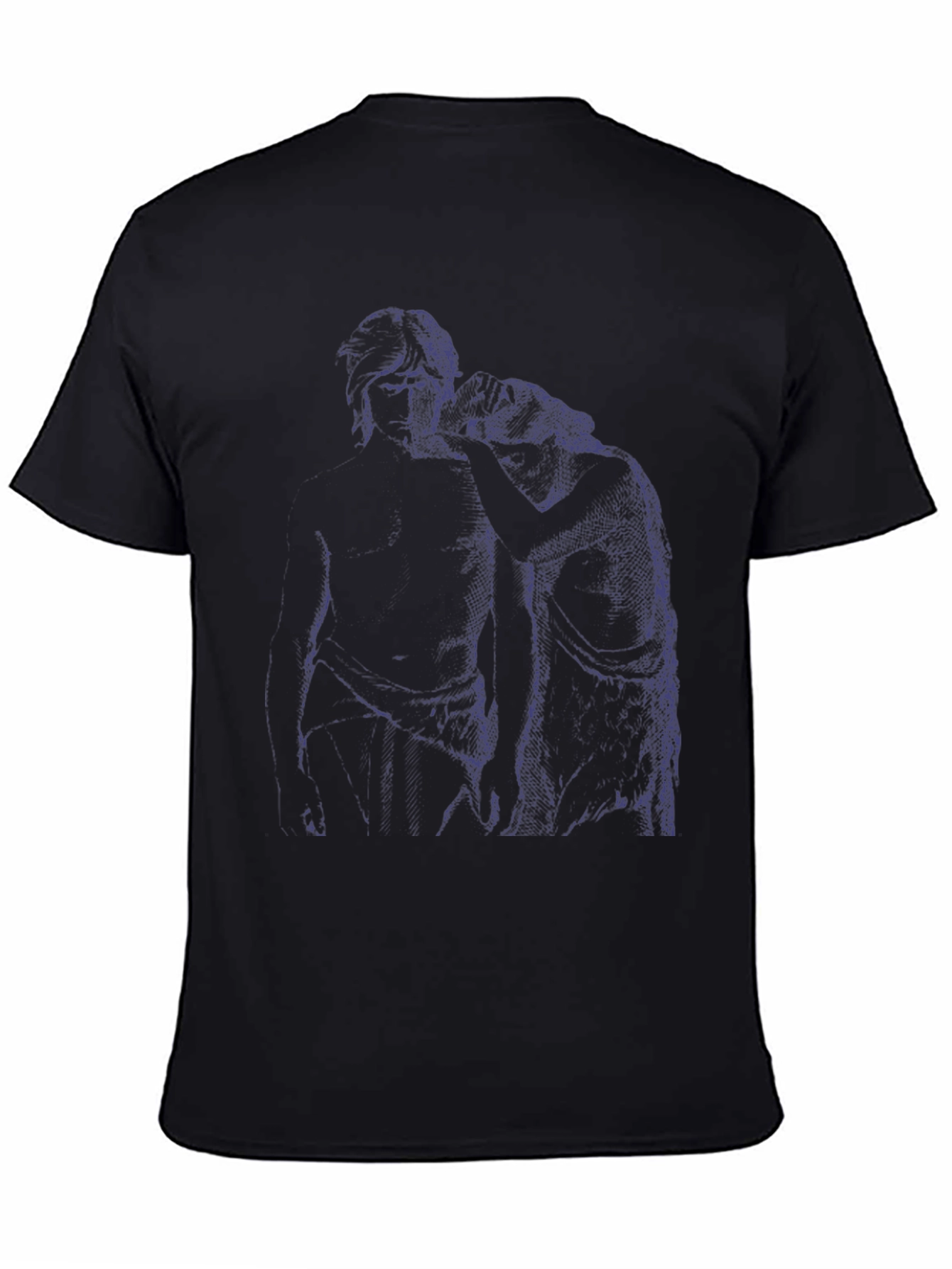 Modern Graphic Tee - Artistic Blue Sketch