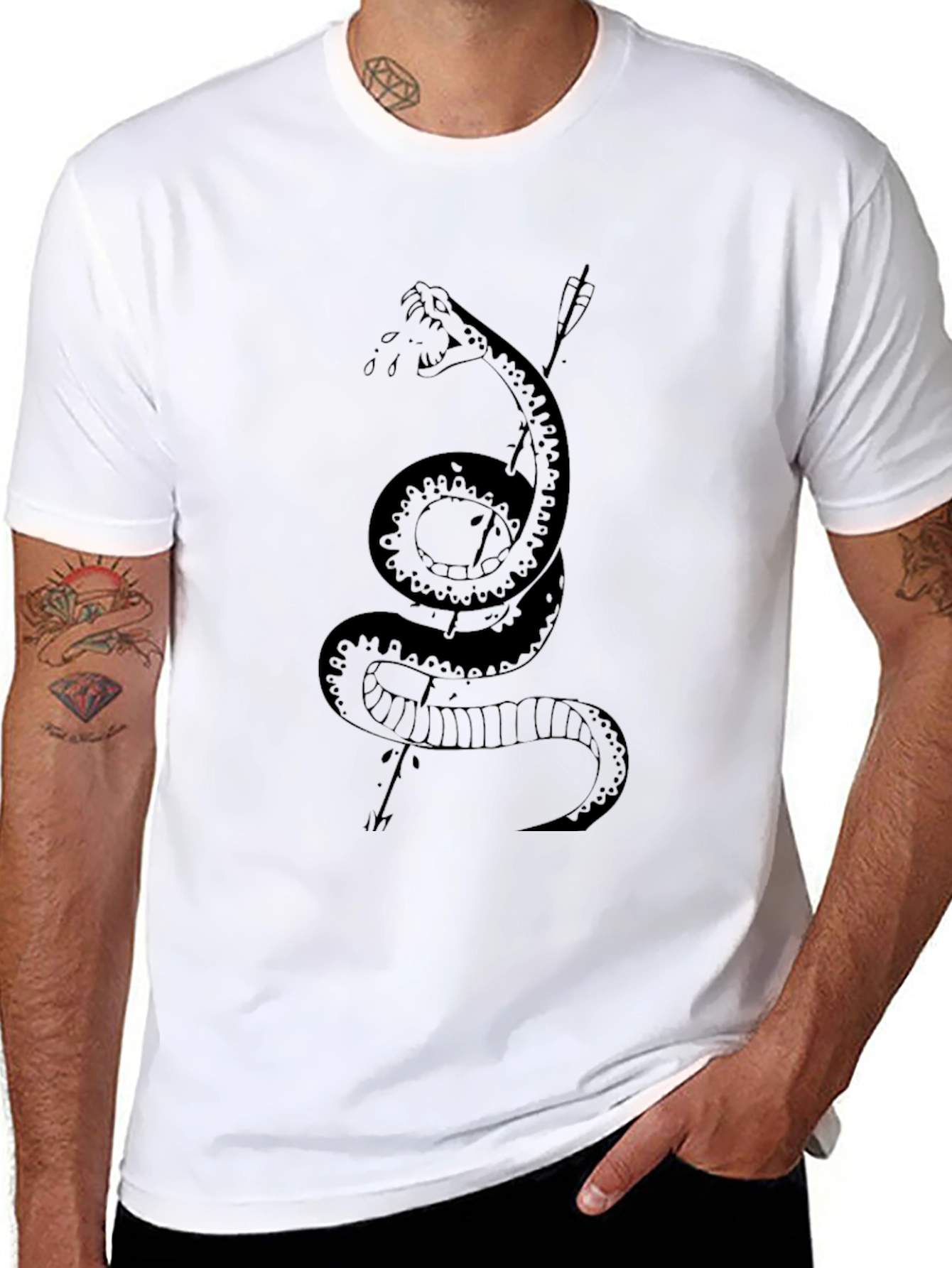 Mens Black Snake & Arrow Graphic Tee