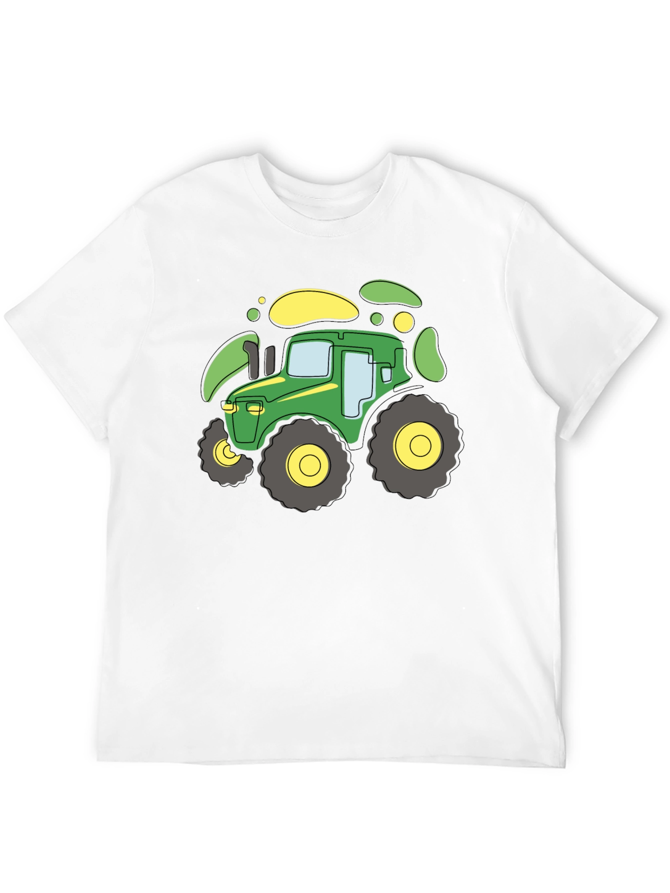 Cartoon Tractor Graphic T-Shirt - Black