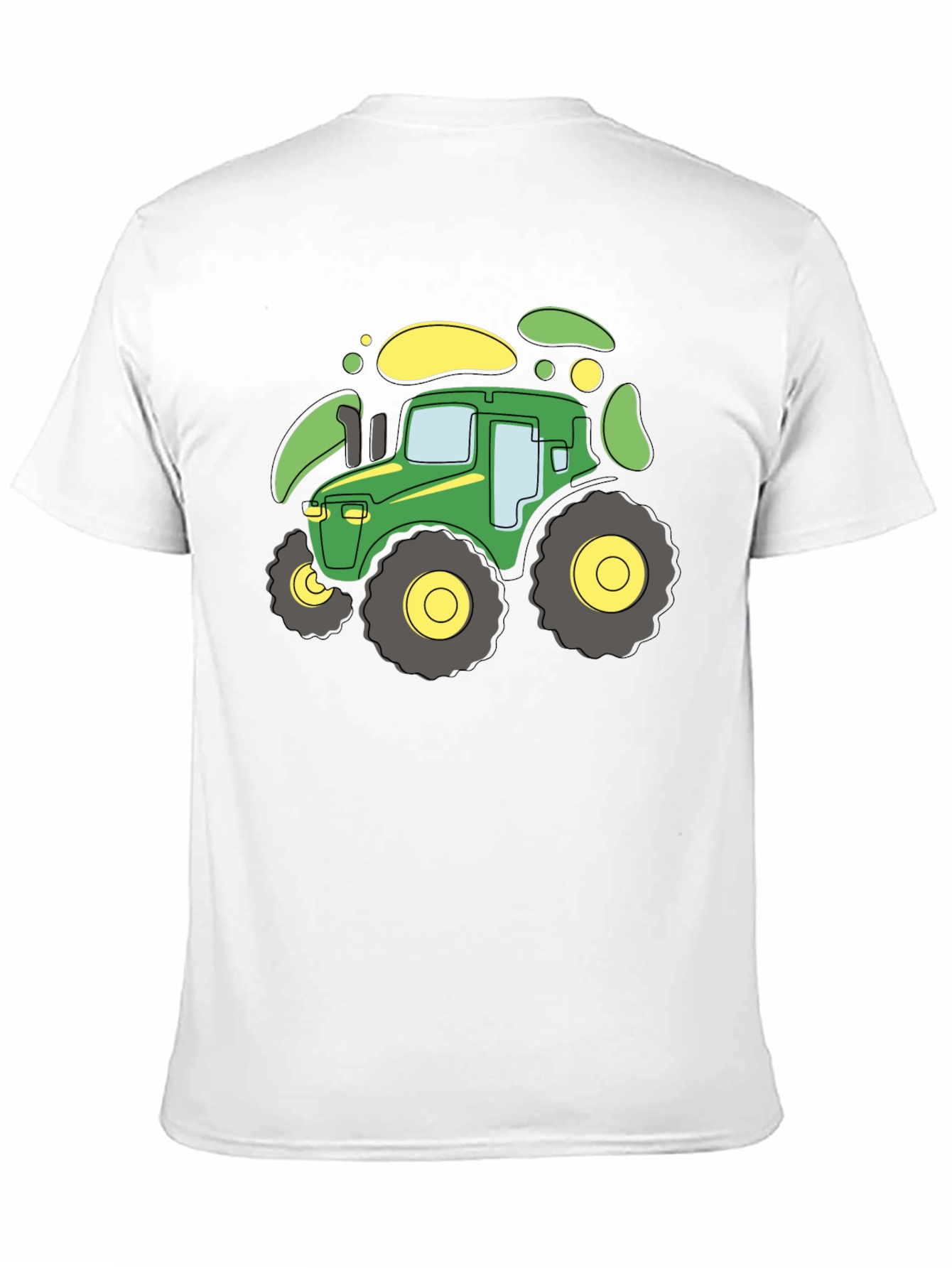 Cartoon Tractor Graphic T-Shirt - Black
