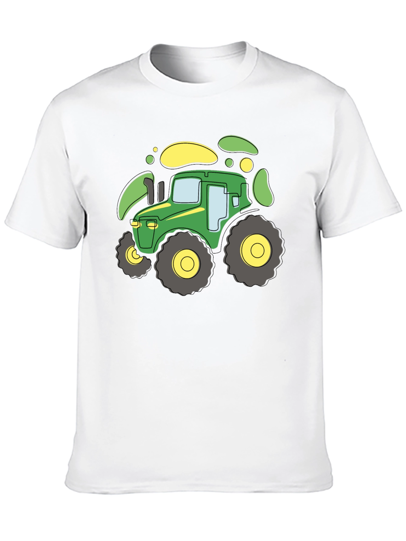 Cartoon Tractor Graphic T-Shirt - Black