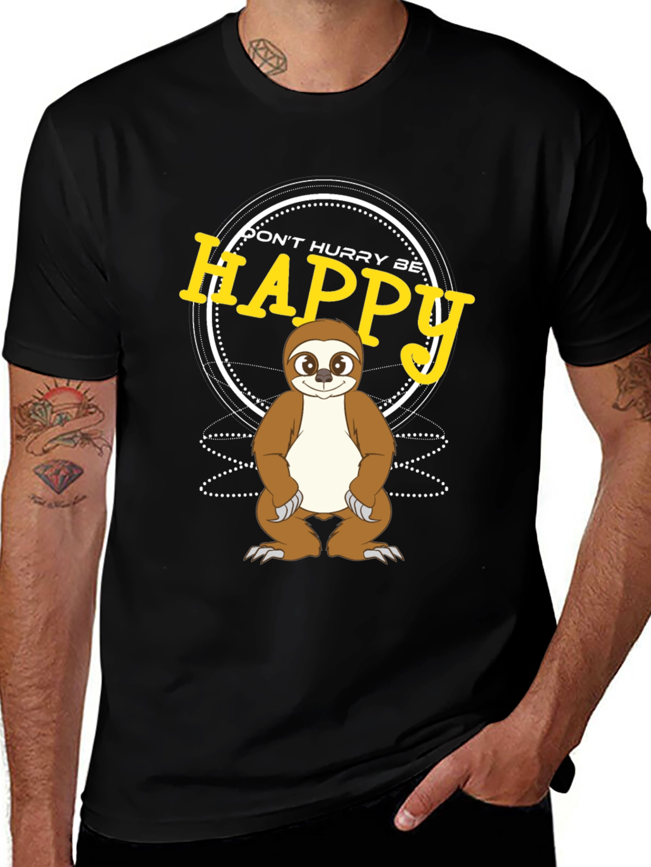 Dont Hurry Be Happy Sloth Graphic T-Shirt