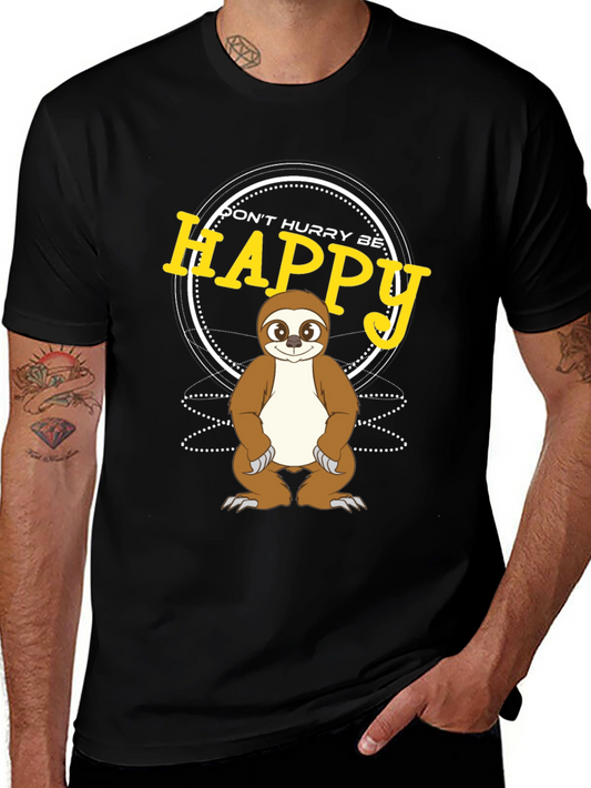 Dont Hurry Be Happy Sloth Graphic T-Shirt