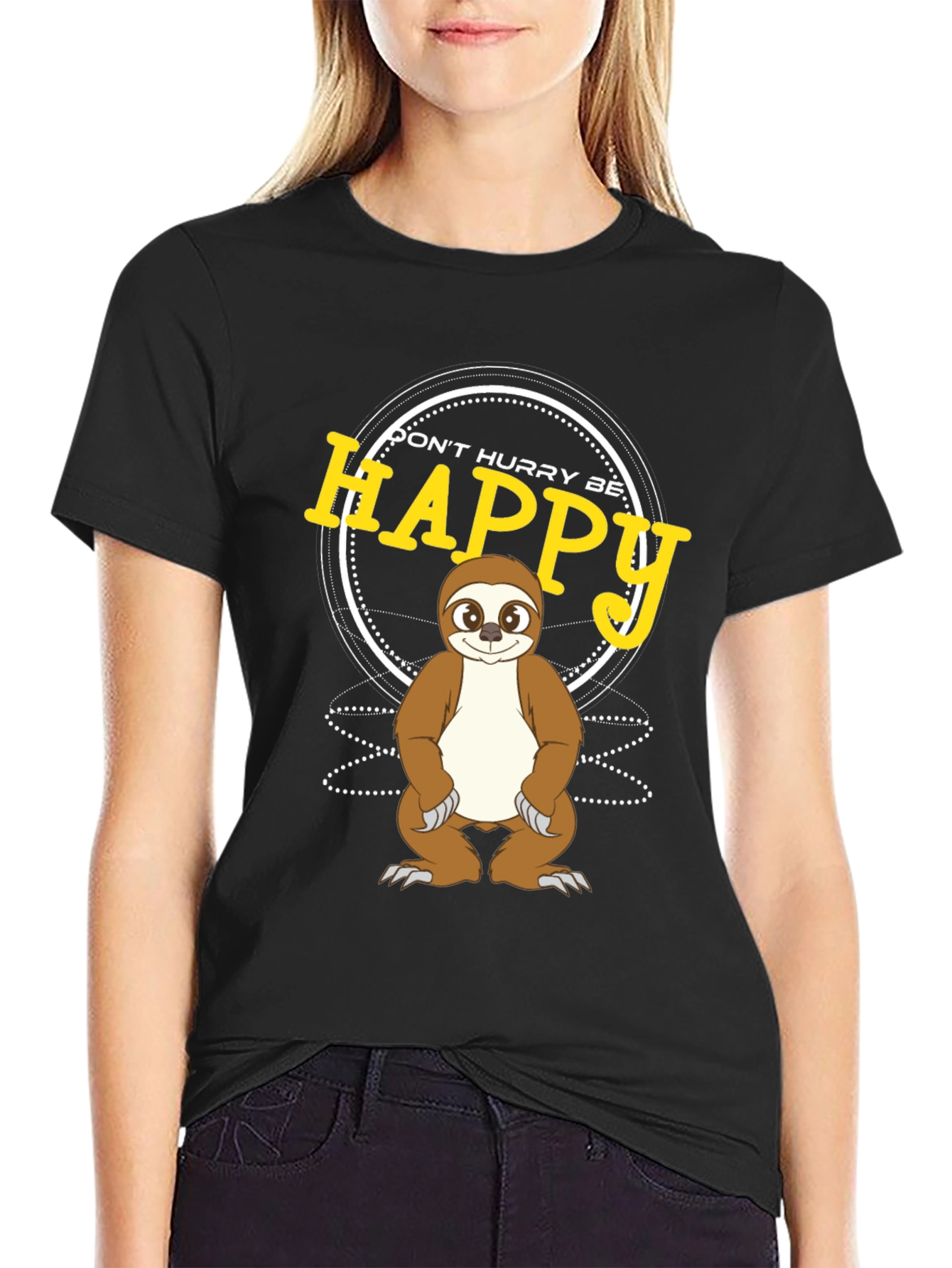 Dont Hurry Be Happy Sloth Graphic T-Shirt