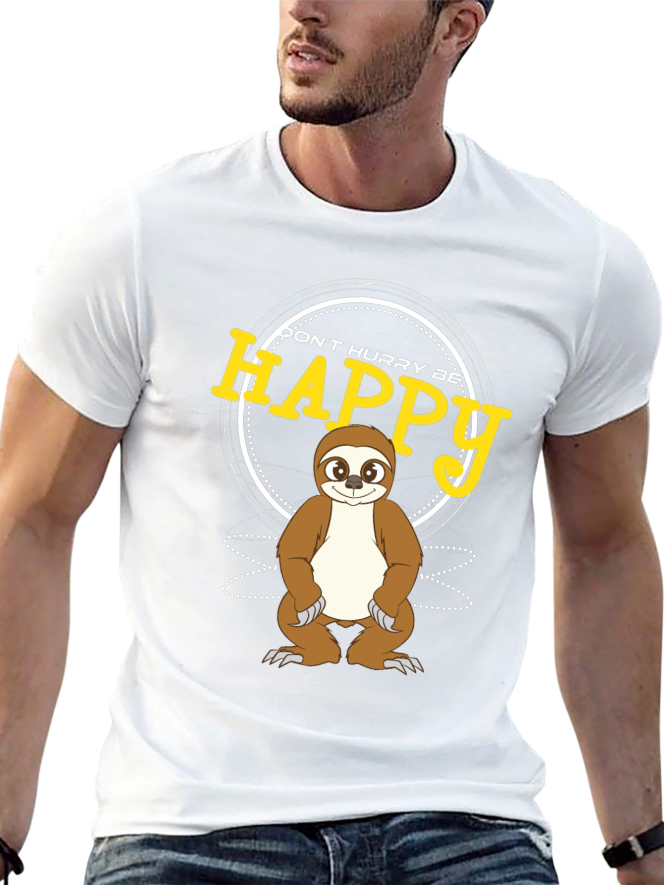 Dont Hurry Be Happy Sloth Graphic T-Shirt