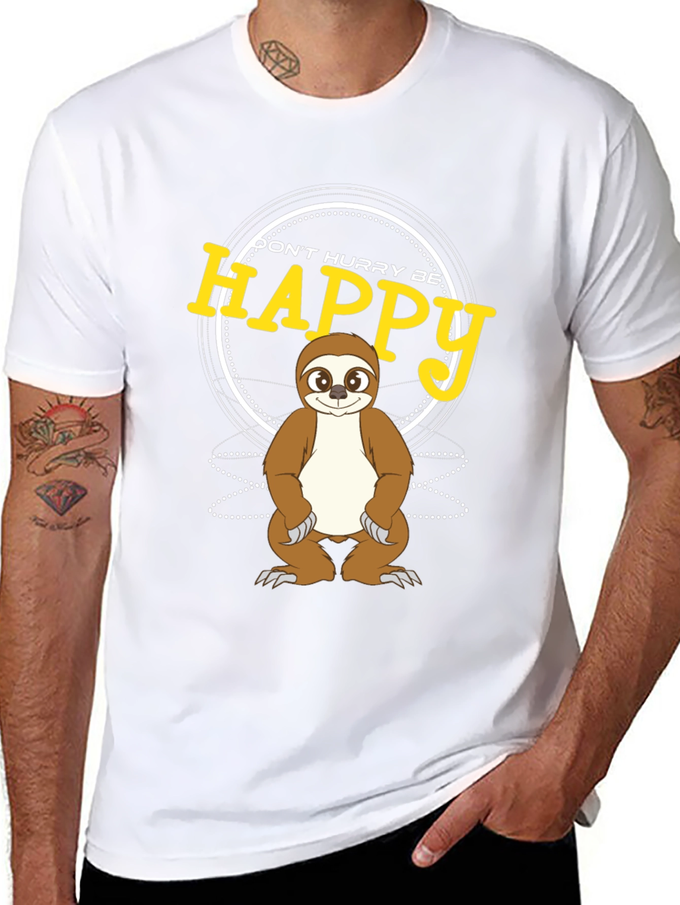 Dont Hurry Be Happy Sloth Graphic T-Shirt