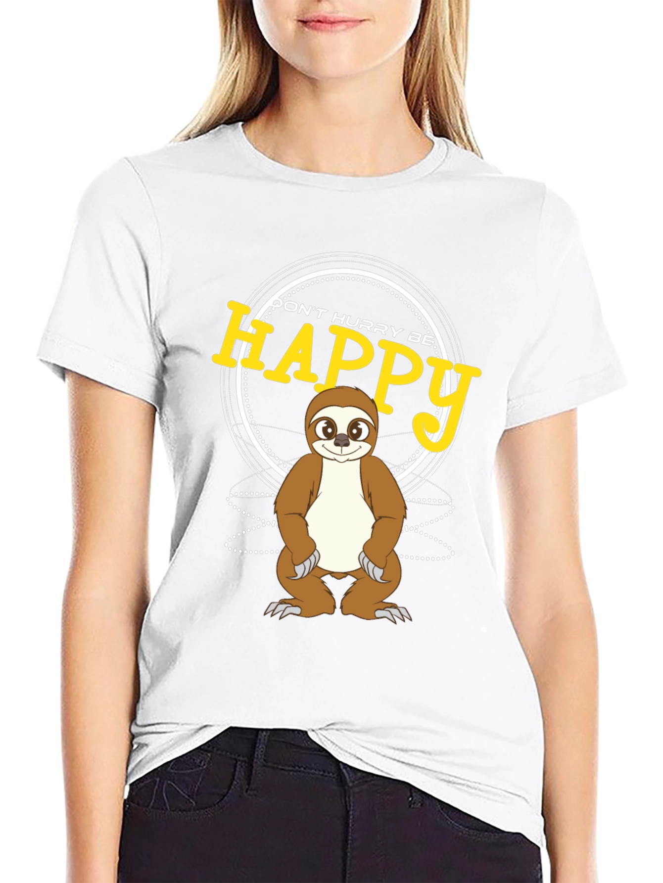 Dont Hurry Be Happy Sloth Graphic T-Shirt