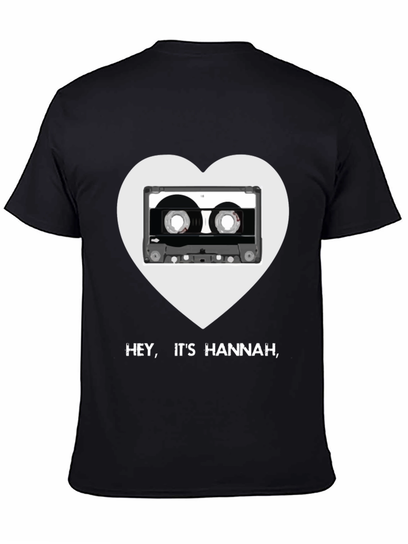 Hey Its Hannah Cassette Heart Black T-Shirt