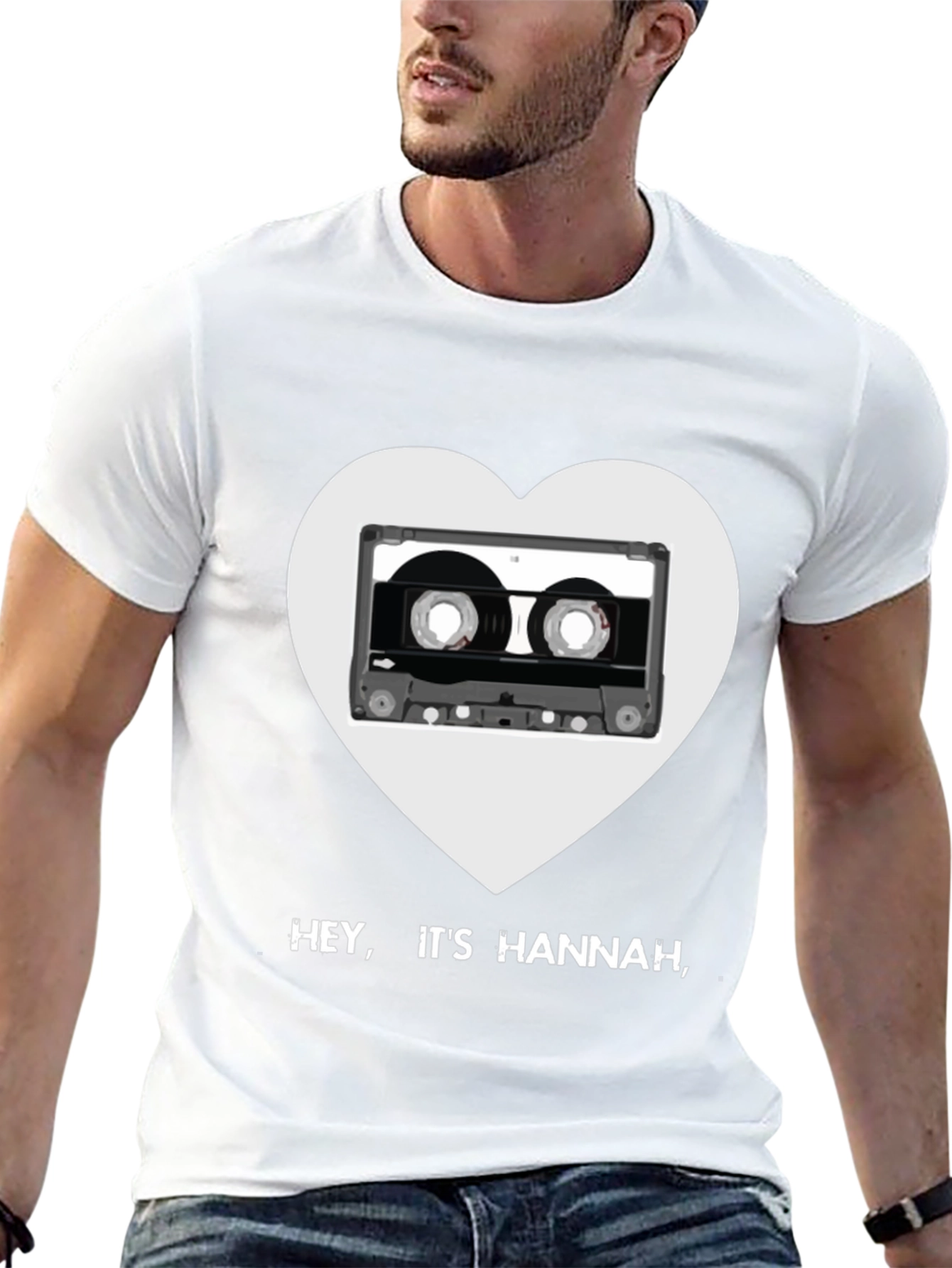 Hey Its Hannah Cassette Heart Black T-Shirt