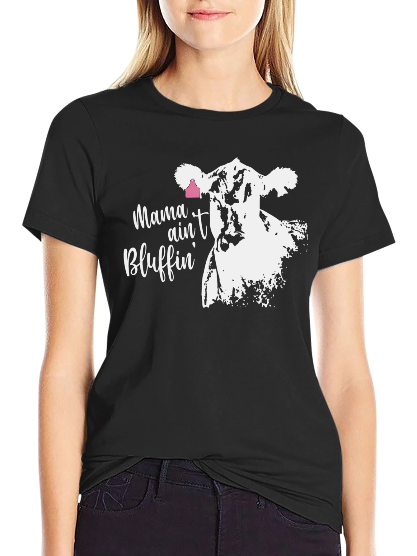 Mama Aint Bluffin Cow Graphic T-Shirt