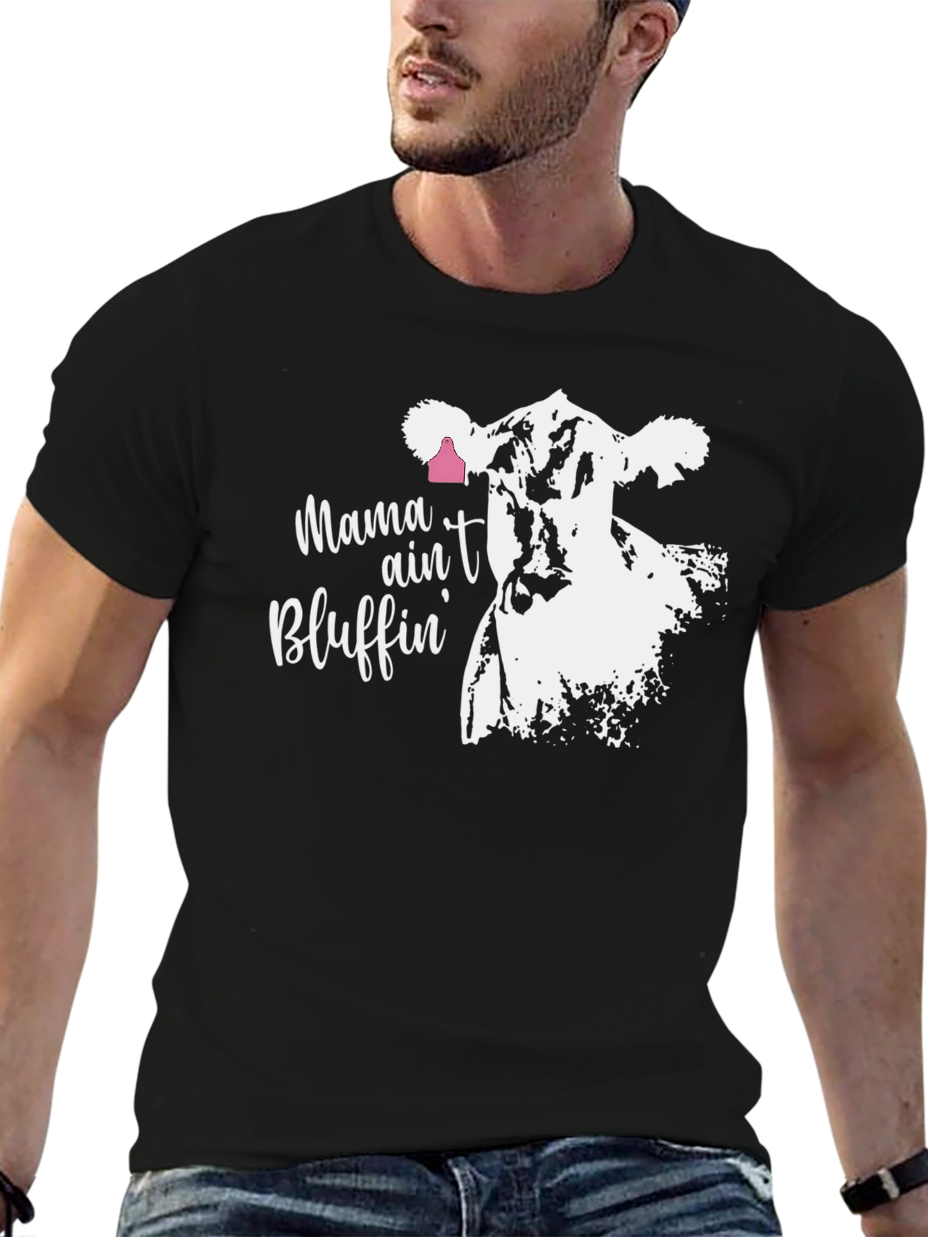 Mama Aint Bluffin Cow Graphic T-Shirt