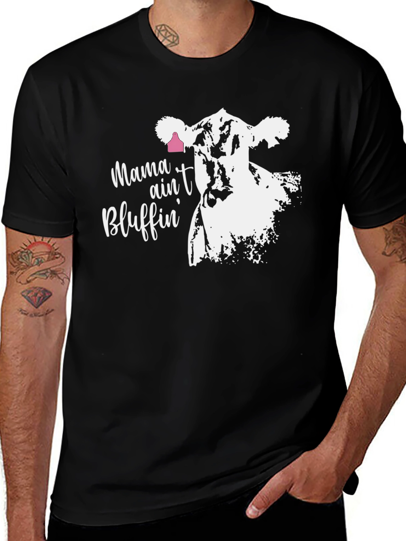 Mama Aint Bluffin Cow Graphic T-Shirt