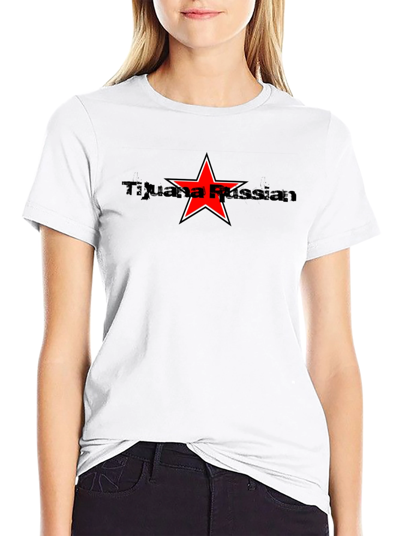 Tijuana Russian Star Graphic Black Tee