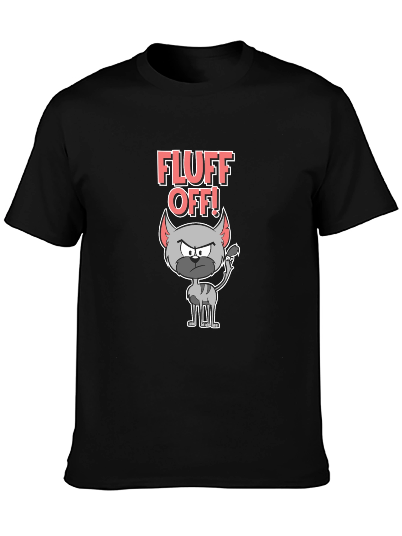 Fluff Off Cat T-Shirt - Sarcastic Cartoon Tee
