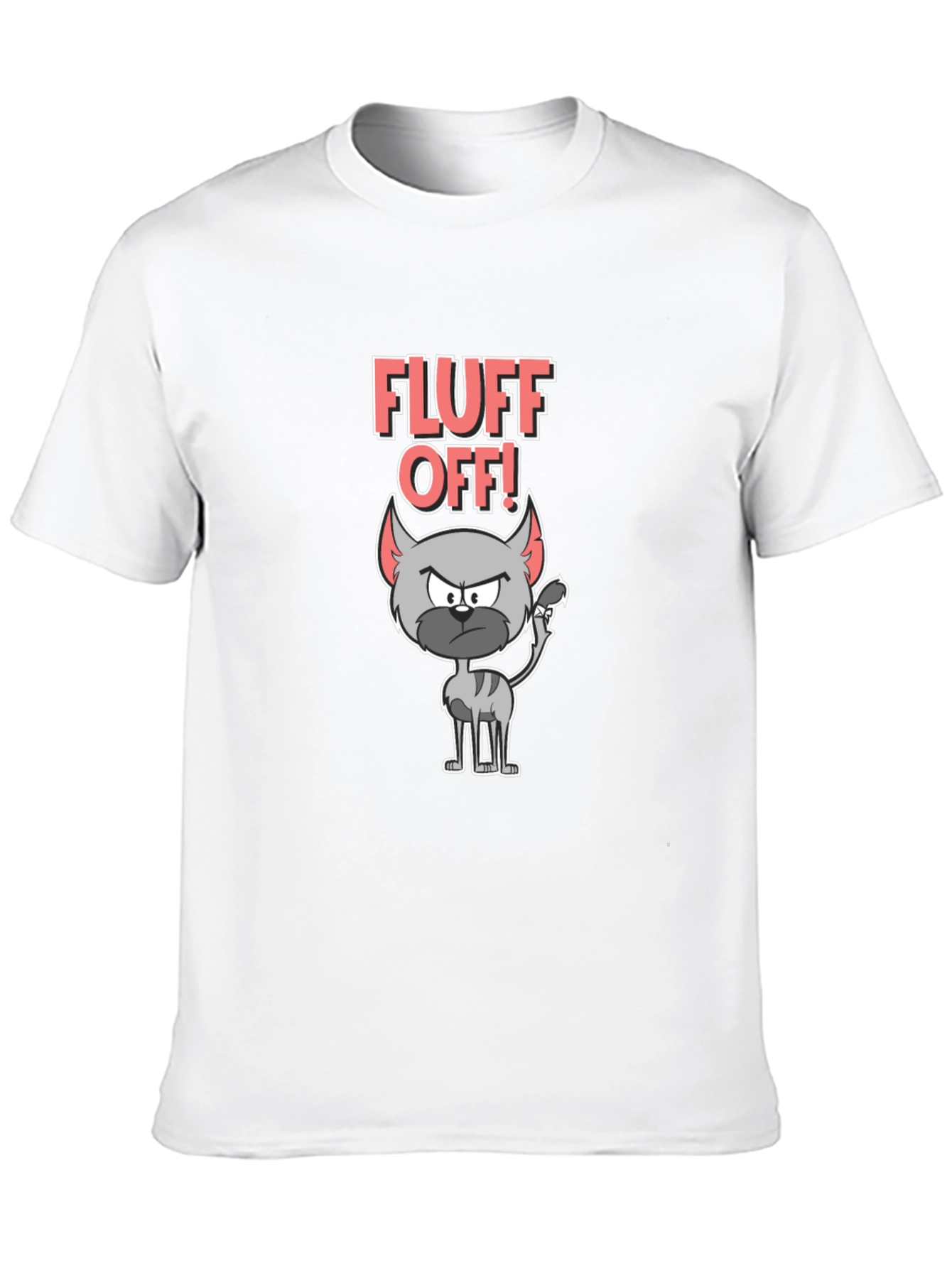 Fluff Off Cat T-Shirt - Sarcastic Cartoon Tee