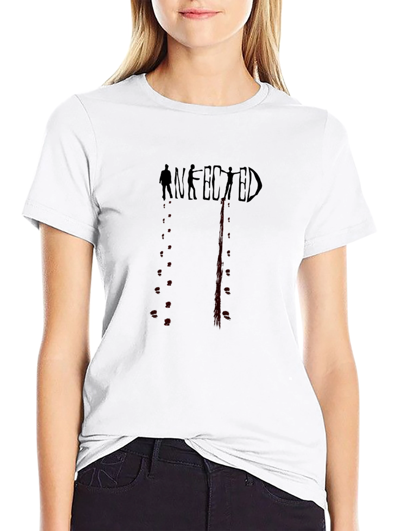 Infected Graphic Print Black T-Shirt