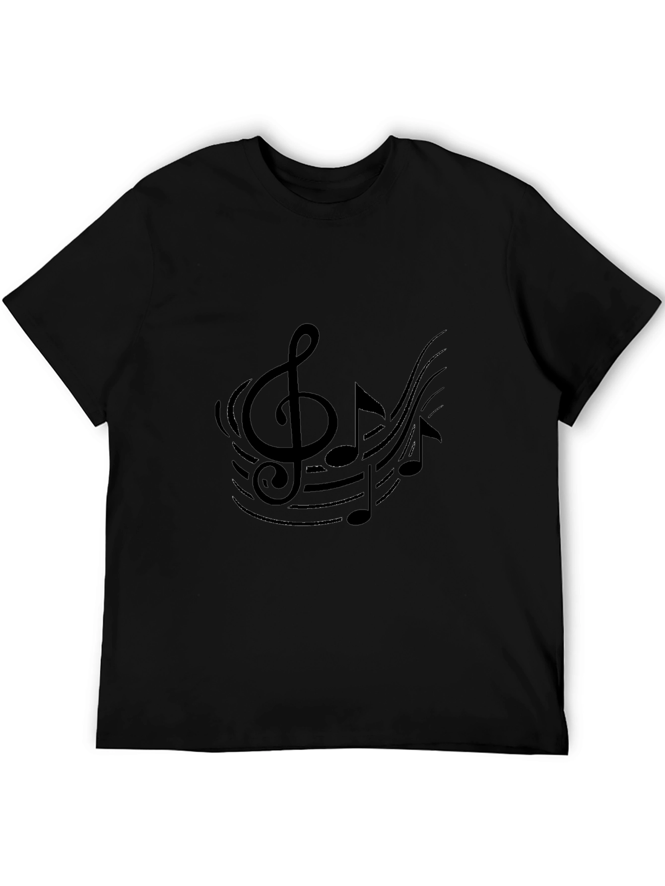 Musical Notes Graphic Black T-Shirt