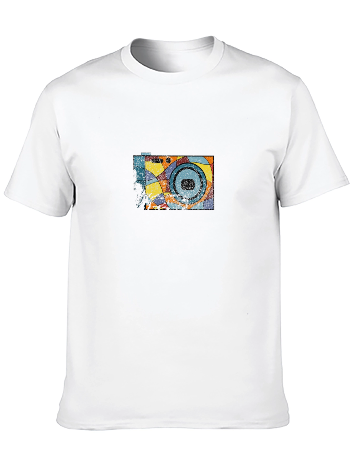 Retro Camera Graphic Tee - Black Cotton Casual Shirt