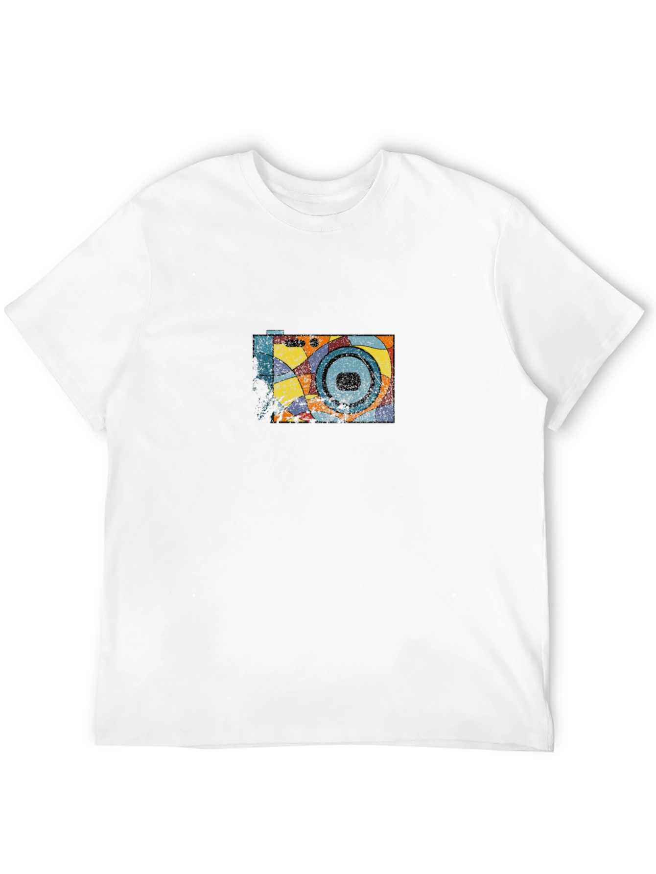 Retro Camera Graphic Tee - Black Cotton Casual Shirt
