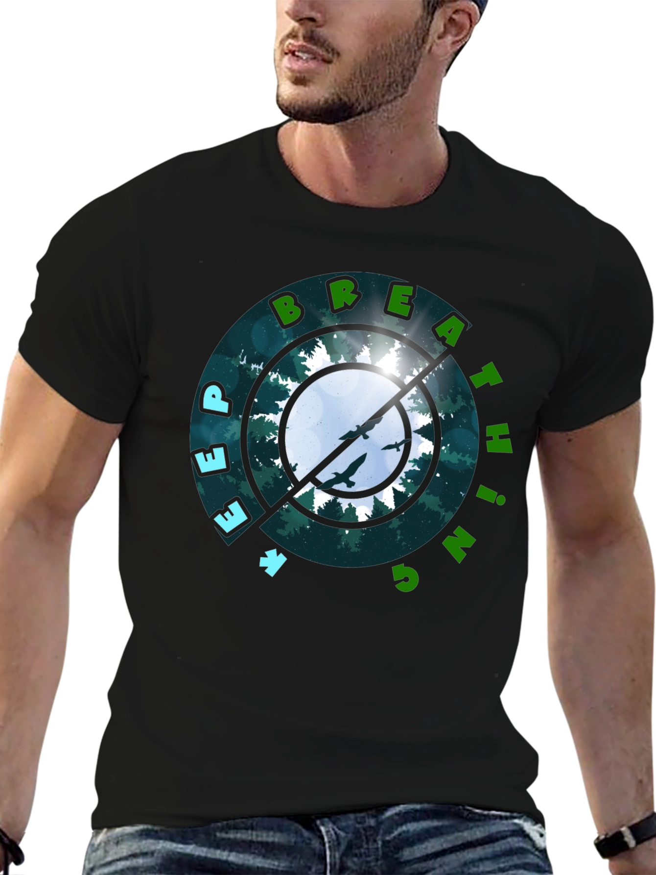 Deep Breathing Nature Graphic Tee